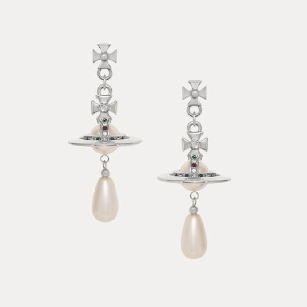 Vivienne Westwood Pearl Drop Earrings Platinum/Pearl